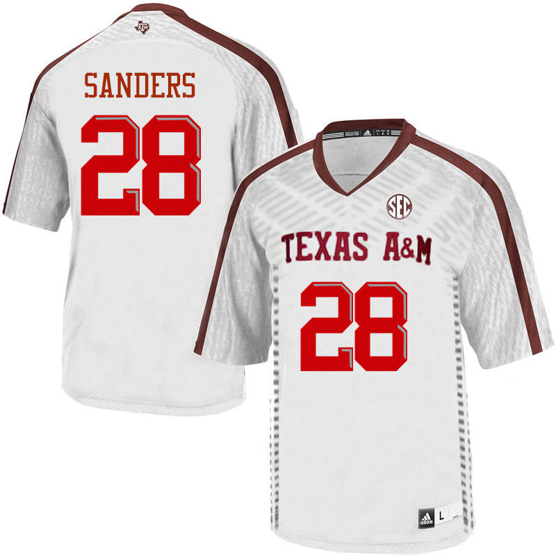Men #28 A.J. Sanders Texas A&M Aggies College Football Jerseys-White - Click Image to Close